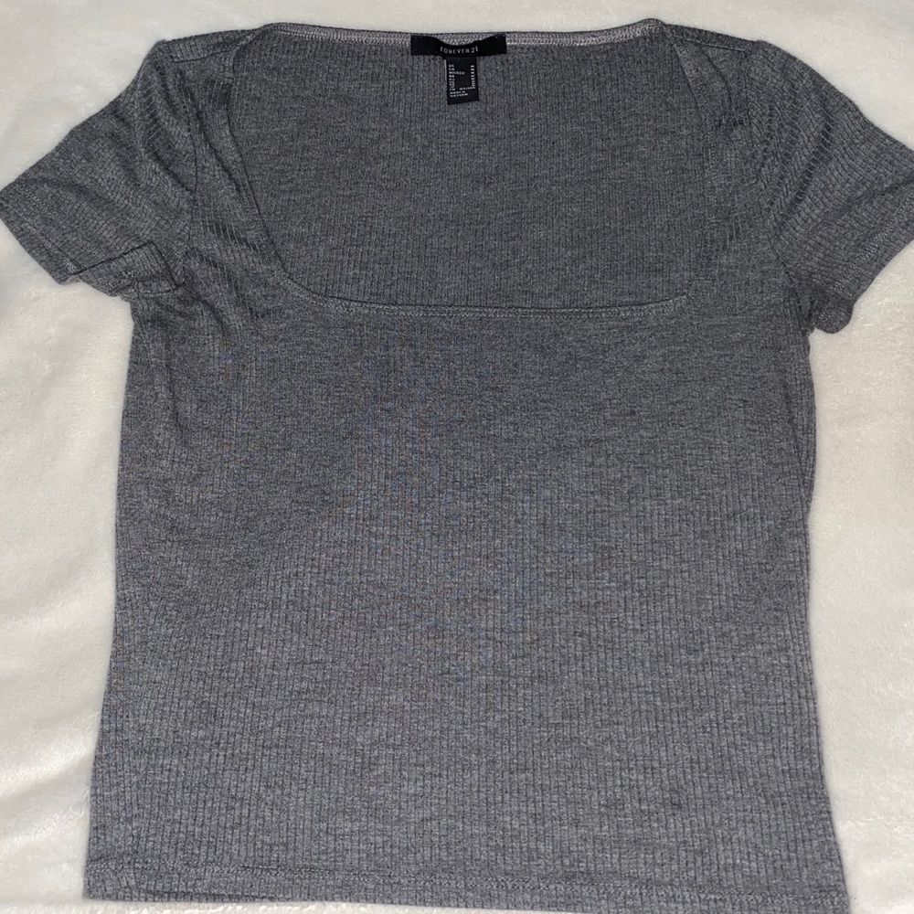 Forever 21 Grey Square Neck Top